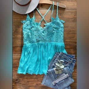 Blakeley Gracie Lace Top in Turquoise Medium